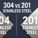 304 vs 201 stainless steel comparison chart showing composition, corrosion resistance, and applications