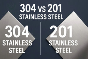 304 vs 201 stainless steel comparison chart showing composition, corrosion resistance, and applications