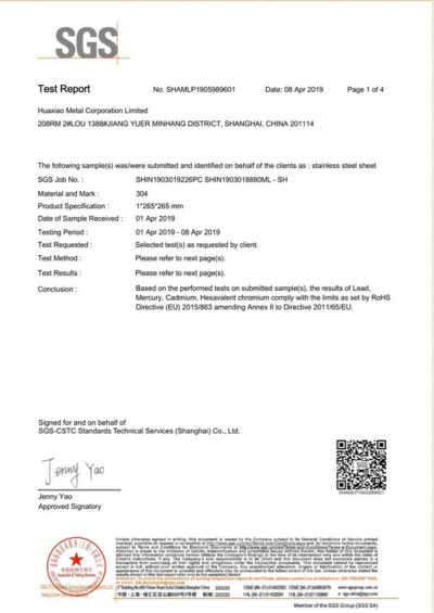 Huaxiao SGS Stainless Steel Coil Sheet Inspection