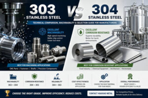 303 vs 304 stainless steel comparison chart machinability corrosion resistance applications and selection guide