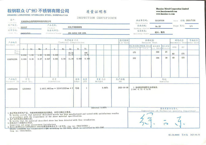 409L Stainless Plate, 409l ss plate, 409l stainless steel plate supplier