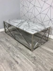triad stainless steel coffee table solid marble top grey