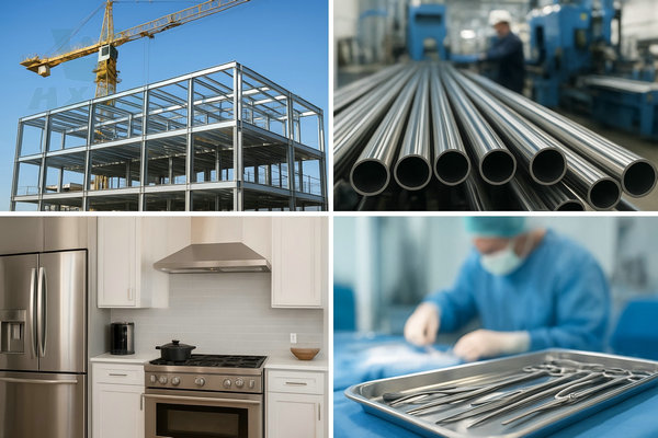 stainless steel grade for construction, kitchen, manufacturing, and medical applications