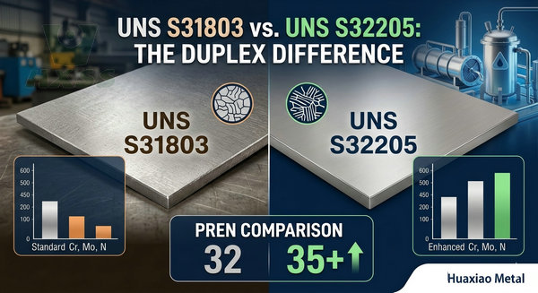 S31803 vs S32205 chemical composition and PREN value comparison chart for 2205 duplex stainless steel plates - Huaxiao Metal